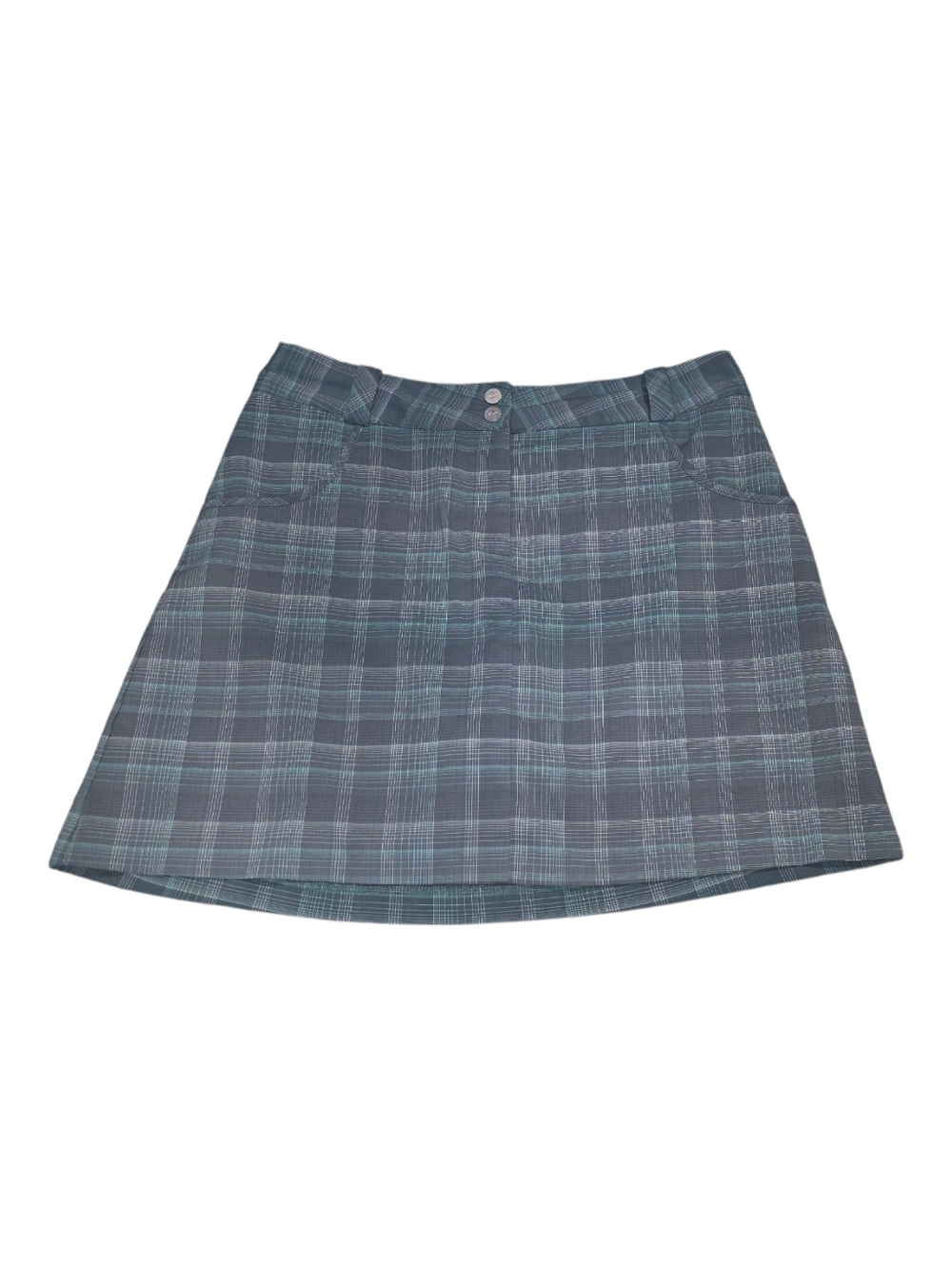 Nike Golf Dri-Fit Plaid Gray Teal Skort Size 10